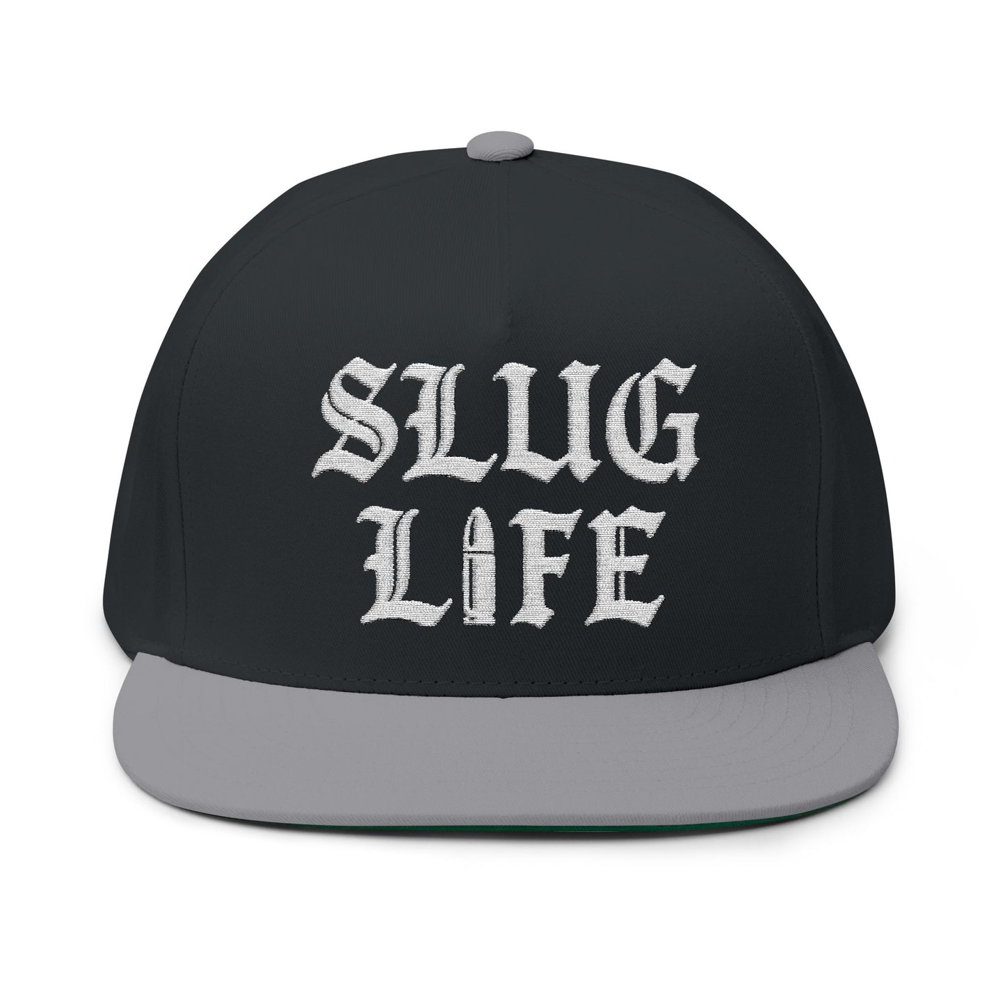 Black and gray cap with 'SLUG LIFE' text on a white background