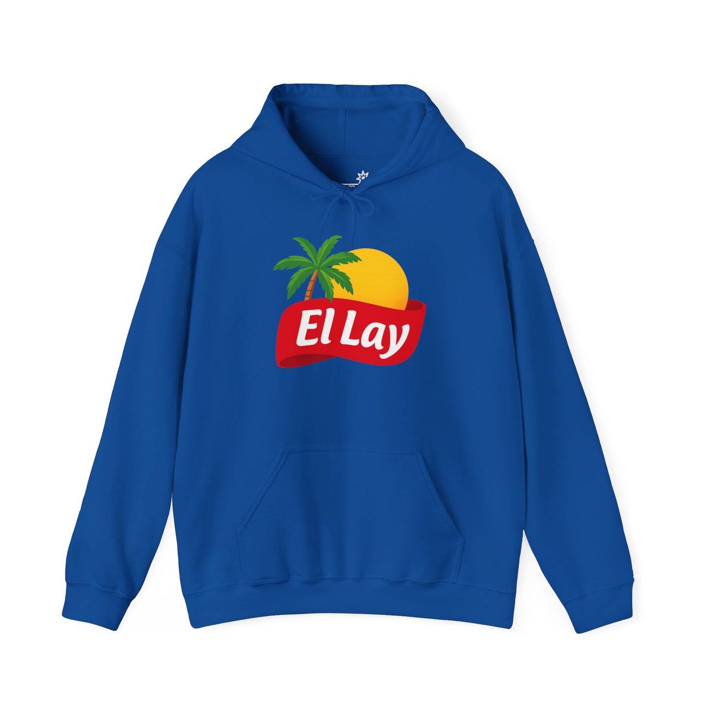 Navy  hoodie with ‘El Lay’ logo and sun and palm tree