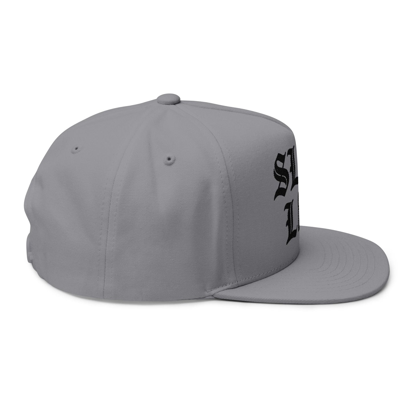 Slug Life Embroidered Flat Bill Cap | Gothic Black Text Snapback