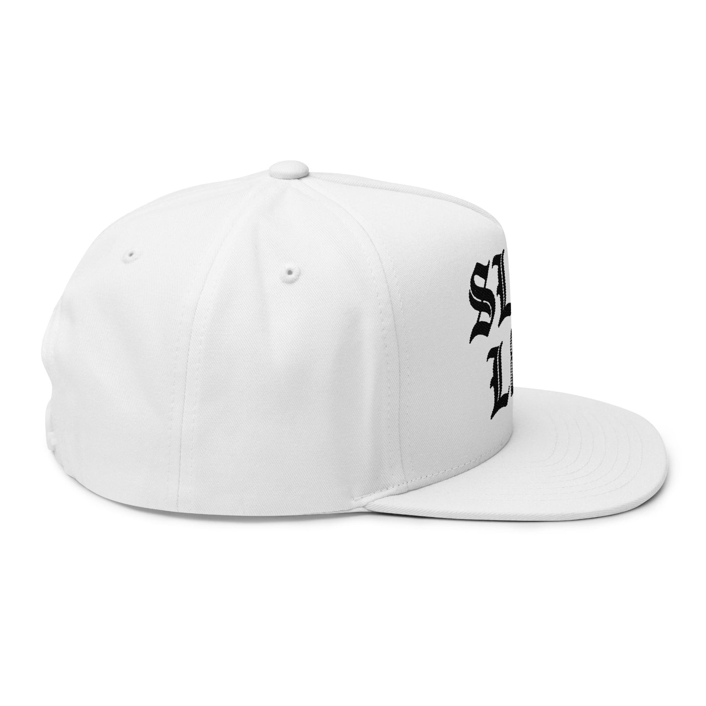 Slug Life Embroidered Flat Bill Cap | Gothic Black Text Snapback